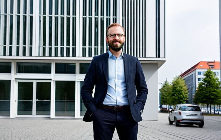 **
A professional architect, fully clothed in a modest business casual outfit, standing in front of a modern, sustainable building in Berlin, Germany. Appropriate attire, safe for work, perfect anatomy, natural proportions, professional photography, high quality.
**