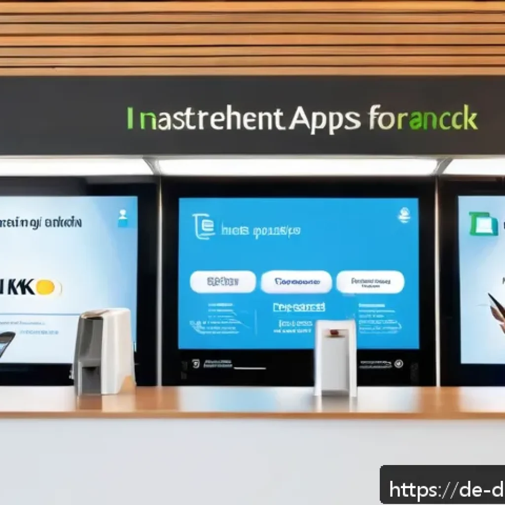 디지털 통화와 지불 시스템 혁신 - A modern German bank branch interior featuring a blend of traditional and digital elements: customer...