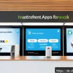Home 16 디지털 통화와 지불 시스템 혁신 - A modern German bank branch interior featuring a blend of traditional and digital elements: customer...